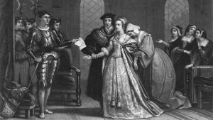 English noblewoman Lady Jane Grey (c 1537 - 1554, centre) is arrested on the orders of Queen Mary I, London, 1553. She was charged with high treason and executed by beheading at the Tower of London on 12th February 1554. Engraving by John Sartain after Achille Deveria. (Photo by Kean Collection/Archive Photos/Getty Images)