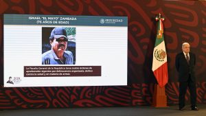 Mexico's President Andres Manuel Lopez Obrador listens to Mexican Security Secretary Rosa Icela Rodriguez (out of frame) during his usual morning press conference at the National Palace in Mexico City on July 26, 2024. Mexican authorities did not participate in the arrest of Ismael "Mayo" Zambada, co-founder of the Sinaloa cartel, and a son of Joaquin "El Chapo" Guzman, carried out on July 25 in Texas by US authorities, the Mexican Security Secretary announced on Friday. (Photo by Alfredo ESTRELLA / AFP) (Photo by ALFREDO ESTRELLA/AFP via Getty Images)