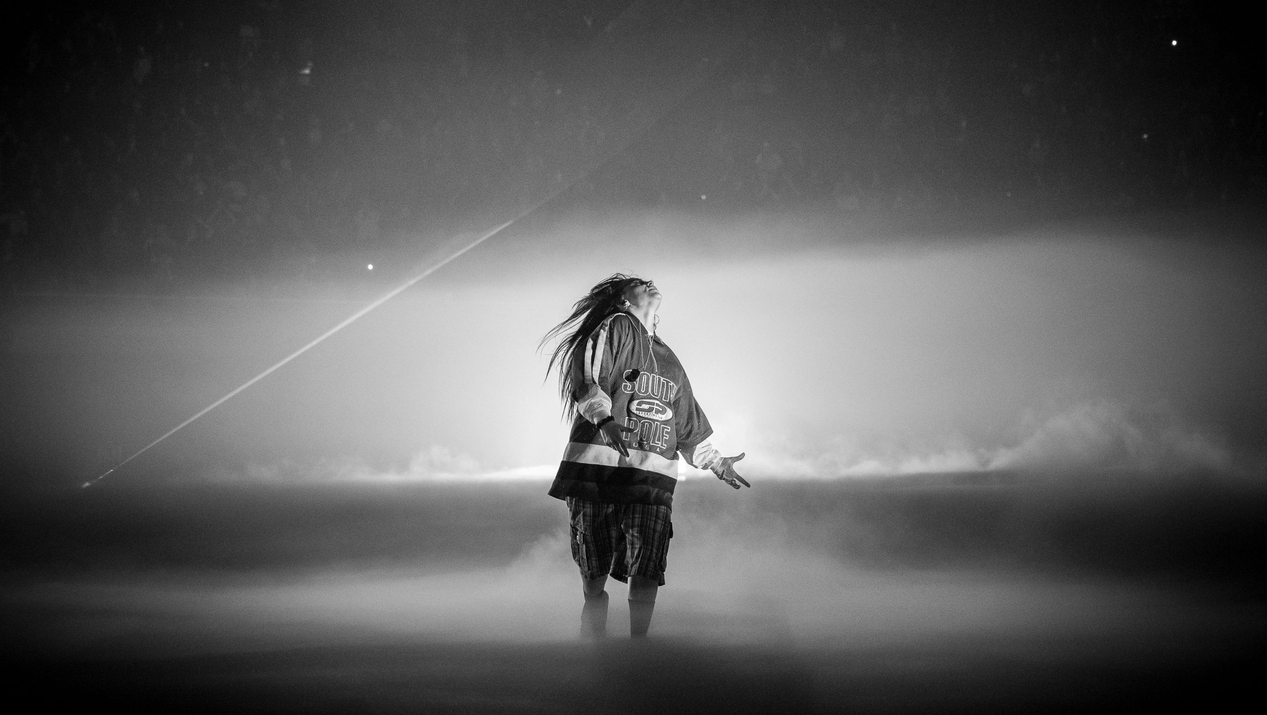 INGLEWOOD, CALIFORNIA - MAY 16: (EDITORS NOTE: Image has been converted to black and white) Billie Eilish hosts a listening party for her new album "Hit Me Hard And Soft" at the Kia Forum on May 16, 2024 in Inglewood, California. (Photo by Emma McIntyre/Getty Images for ABA)