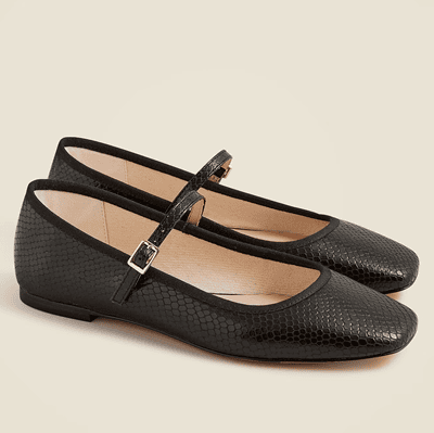 Mary Jane flats with textured leather