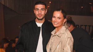 LONDON, ENGLAND - FEBRUARY 16: Tommy Fury and Molly-Mae Hague attend the PrettyLittleThing X Molly-Mae show at The Londoner Hotel on February 16, 2022 in London, England. (Photo by David M. Benett/Dave Benett/Getty Images for PrettyLittleThing)