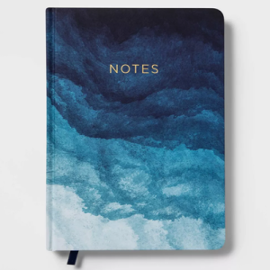 hardcovered notebook with blue ombre cover