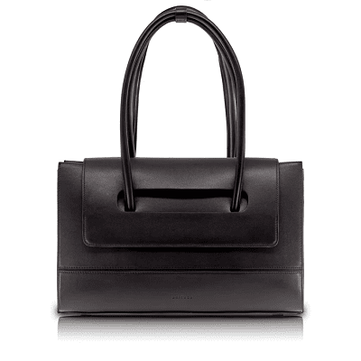 black leather laptop tote bag