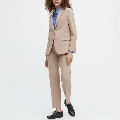 beige pants suit