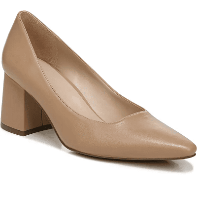 beige pump with block heel