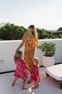 yellow linen floral dress