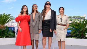 CANNES, FRANCE - MAY 19: Selena Gomez, Zoe Saldana, Karla Sofía Gascón and Adriana Paz attend the "Emilia Perez" Photocall at the 77th annual Cannes Film Festival at Palais des Festivals on May 19, 2024 in Cannes, France. (Photo by Stephane Cardinale - Corbis/Corbis via Getty Images)