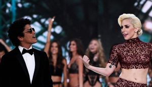 Lady Gaga and Bruno Mars during the 2016 Victoria's Secret Fashion Show