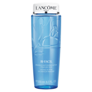 blue bottle containing Lancome Makeup Remover