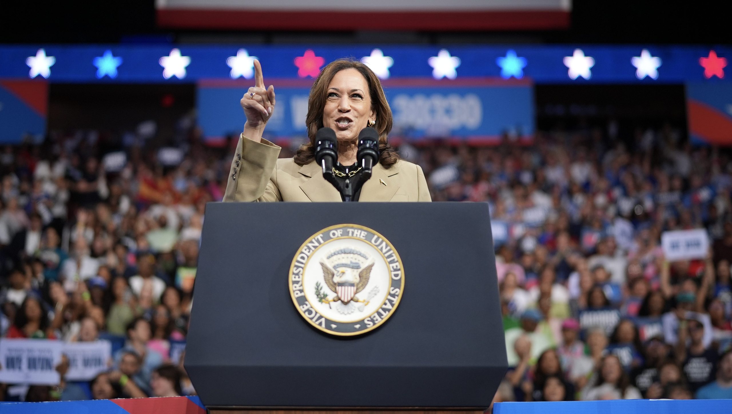 Kamala Harris speaks at a campaign rally