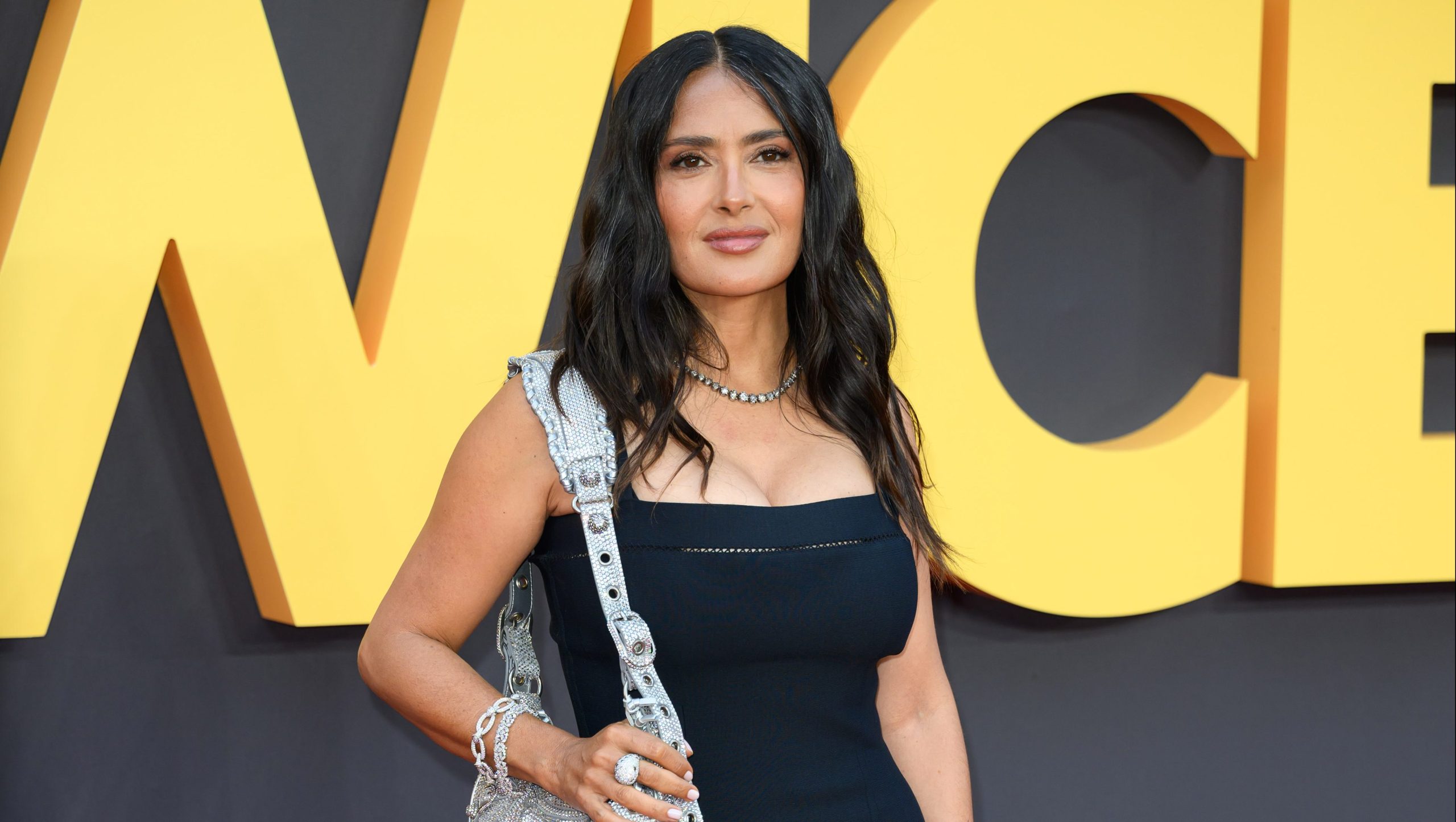 LONDON, ENGLAND - AUGUST 19: Salma Hayek attends the European premiere of "Blink Twice" at the Odeon Luxe Leicester Square on August 19, 2024 in London, England. (Photo by Karwai Tang/WireImage)