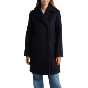 navy boucle swing coat