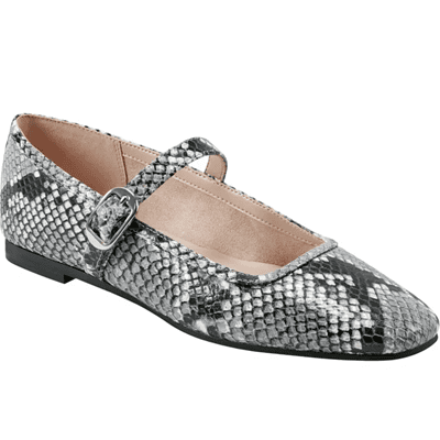 snakeskin print Mary Jane flat