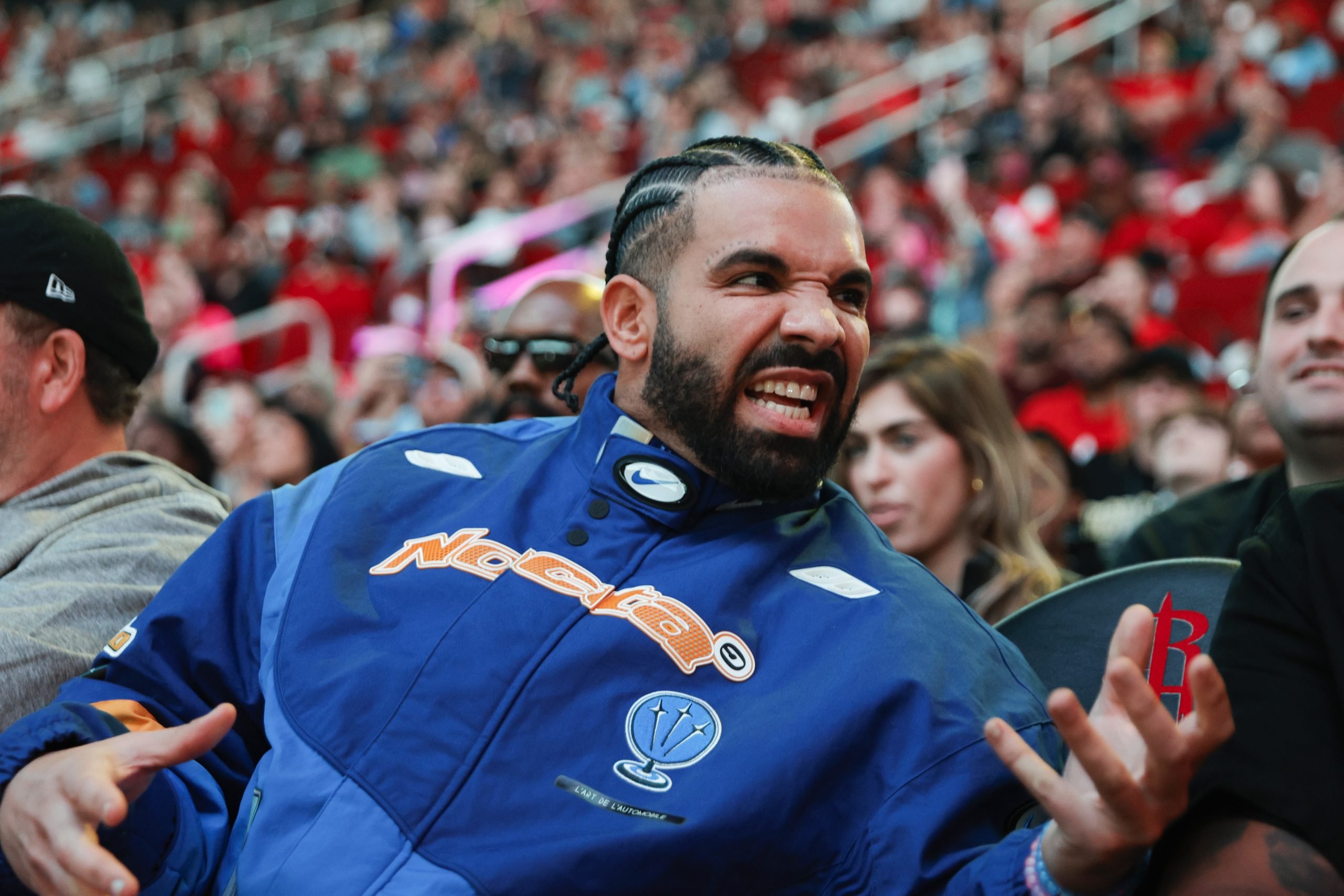 Rapper, songwriter, and icon Drake attends a game between the Houston Rockets and the Cleveland Cavaliers at Toyota Center on March 16, 2024 in Houston, Texas.